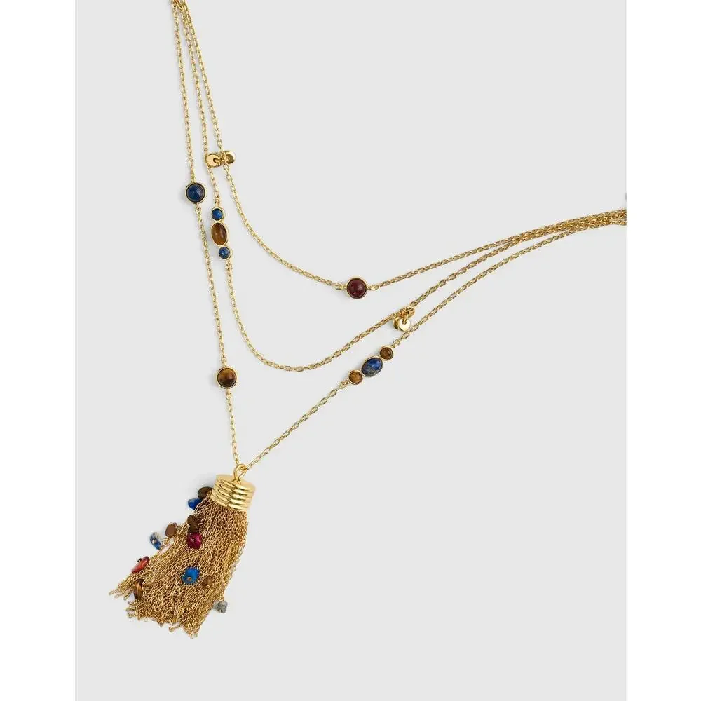 Madewell Womens Semiprecious Tassel Pendant Layered Necklace One Size NWT - Picture 4 of 12